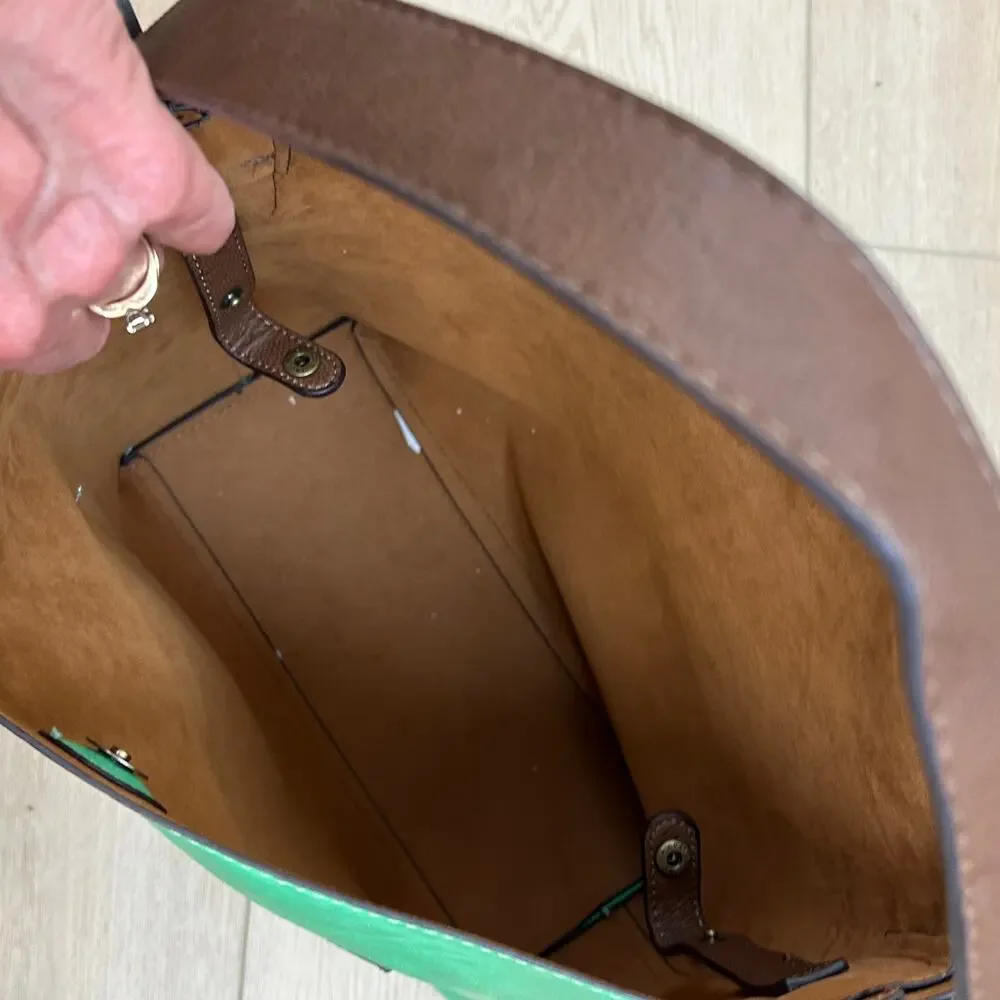 Susan Joy Hobo Handbag PLUS insert bag. Vegan leather - Fresh Apple green/brown